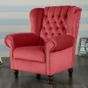 Roter Chesterfield-Sessel mit Ohren - Malisha