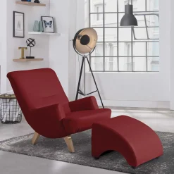 Roter Kunstledersessel mit Buche Beinen - Systrem