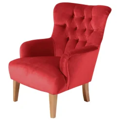 Roter Ohrensessel aus Samtvelours - Celona