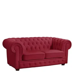 Rotes Ledersofa im Chesterfield Design - Geoloro