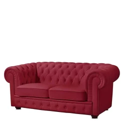 Rotes Ledersofa im Chesterfield Design - Geoloro