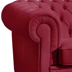Rotes Ledersofa im Chesterfield Design - Geoloro