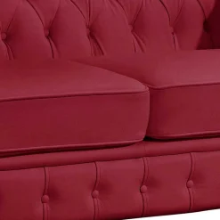 Rotes Ledersofa im Chesterfield Design - Geoloro
