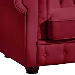 Rotes Ledersofa im Chesterfield Design - Geoloro