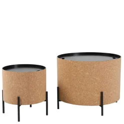 Runde Beistelltische mit Stauraum - Abellesa (zweiteilig)