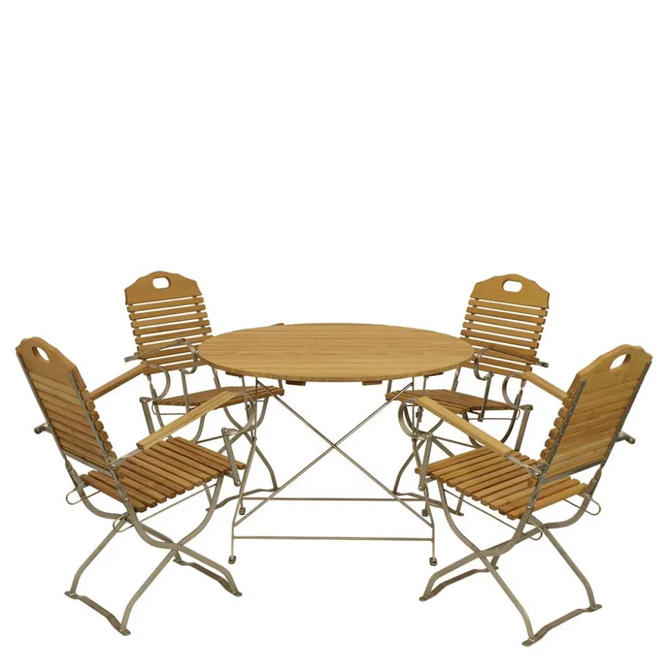 Runde Tischgruppe für den Garten - Champagne (fünfteilig)