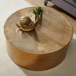 Runder Alu Couchtisch in Goldfarben - Cosima