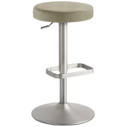 Runder Barhocker aus Microfaser Taupe - Oracio