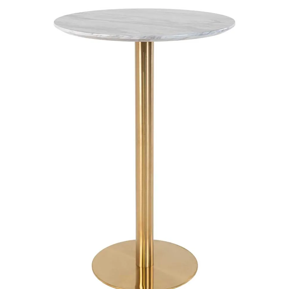 Runder Bartisch in Marmor Optik & Gold - Vinarios