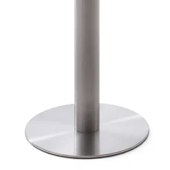 Runder Bartisch mit weißer Glasplatte Shaky & Edelstahlfuß