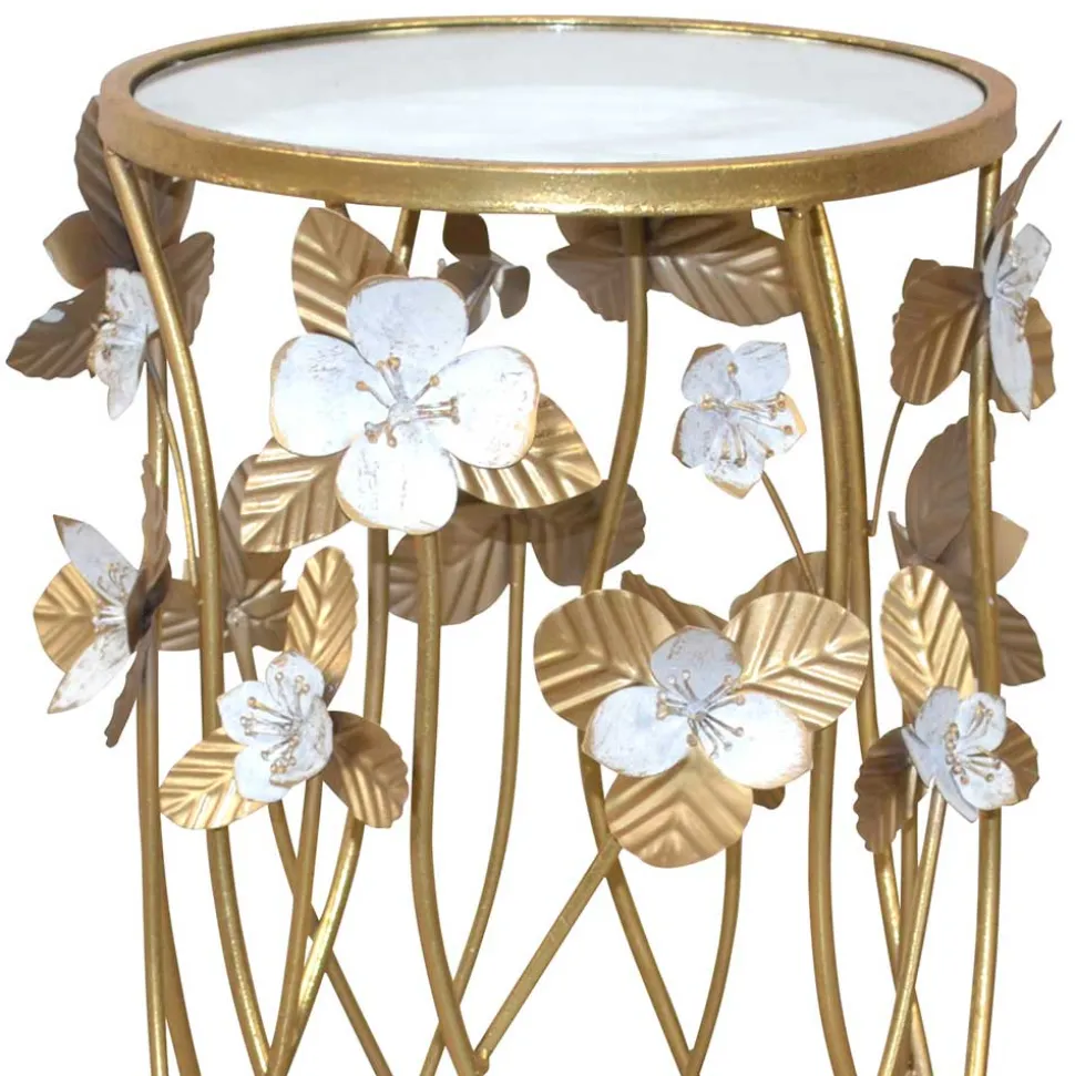 Runder Beistelltisch aus Spiegelglas & Metall - Nycholo