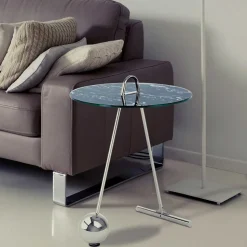 Runder Beistelltisch in Schwarz & Silber - Chaylin