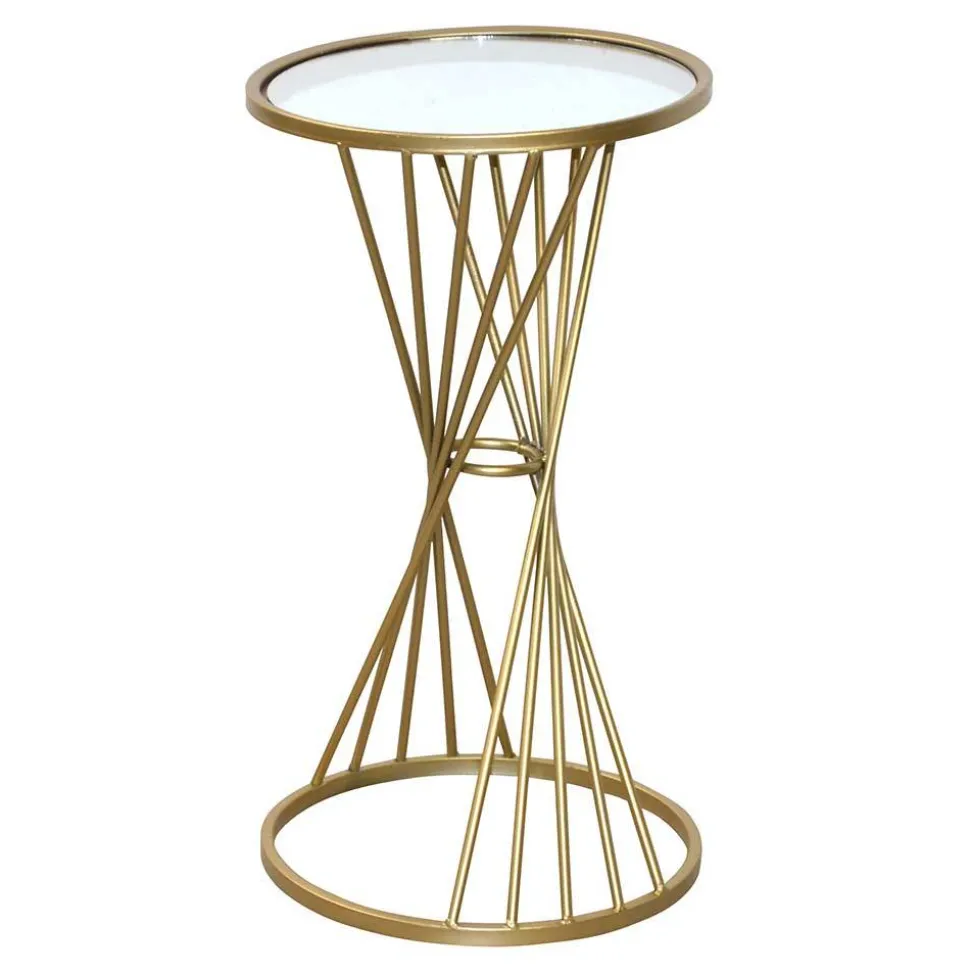 Runder Beistelltisch mit Spiegelglas Platte - Titu