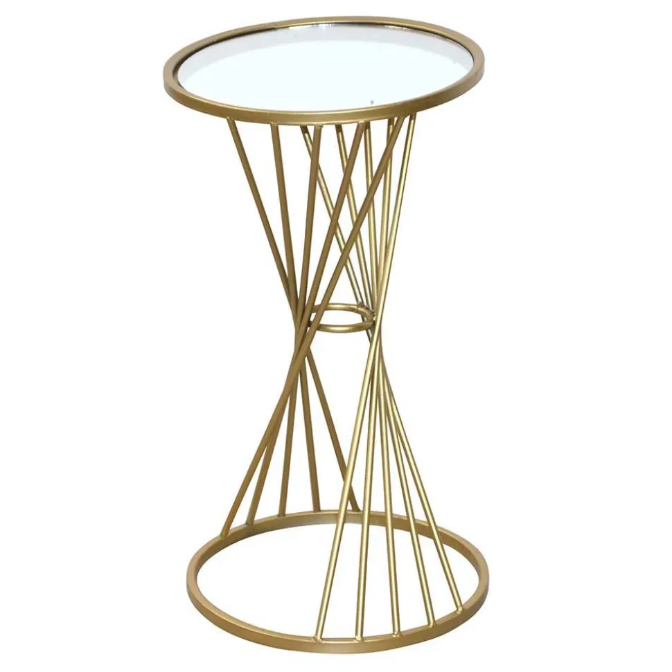 Runder Beistelltisch mit Spiegelglas Platte - Titu