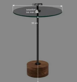 Runder Beistelltisch mit Glasplatte - Mezera