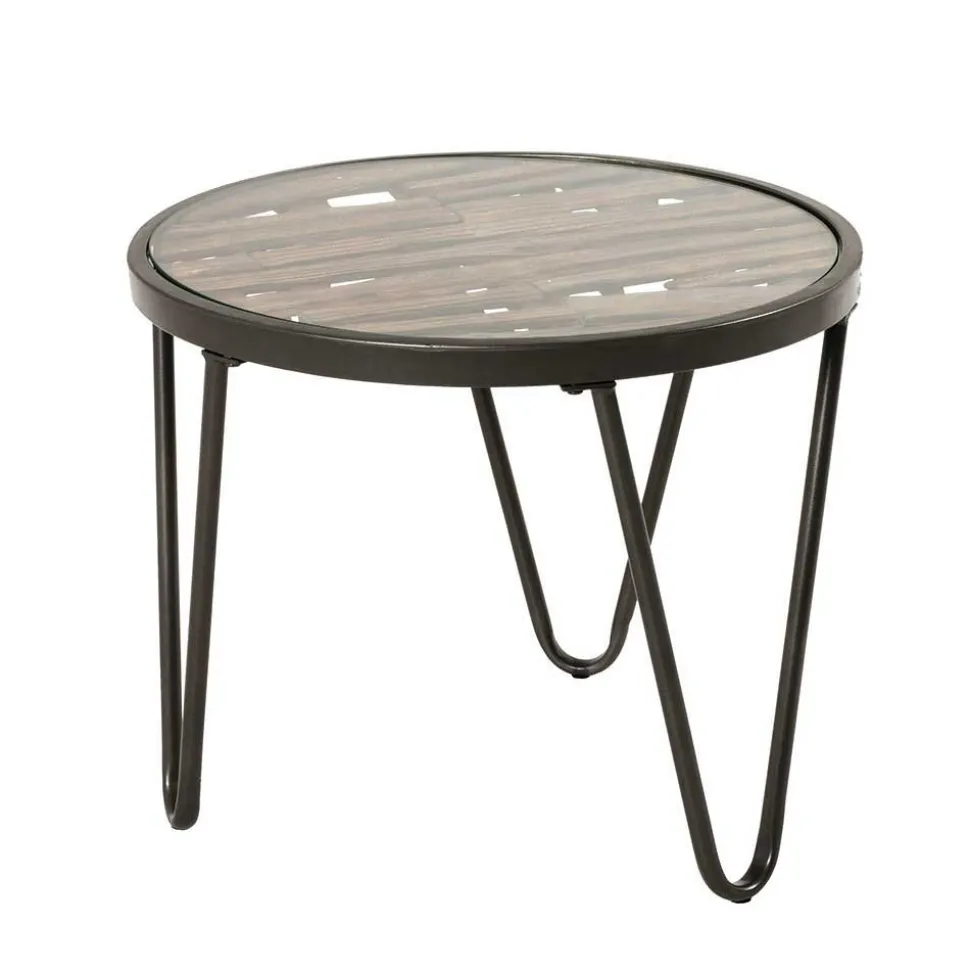 Runder Beistelltisch mit Glas & Holz - Caleo