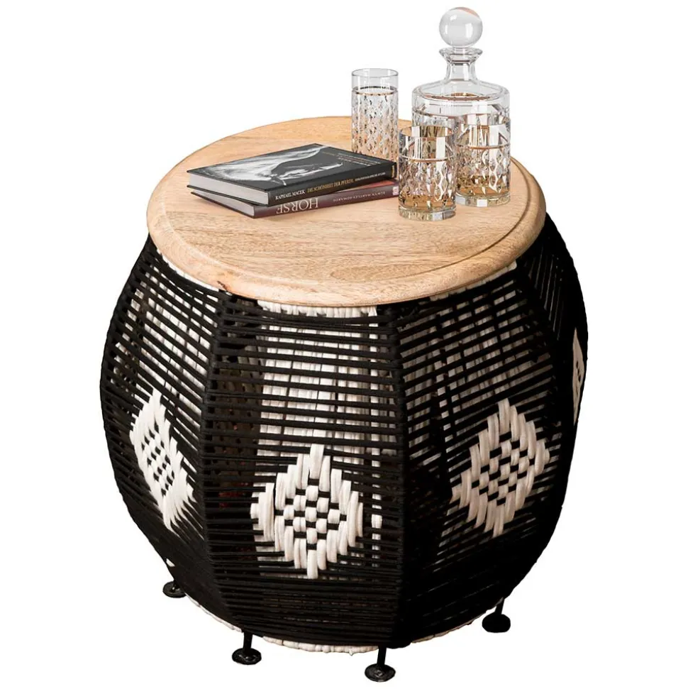 Runder Beistelltisch mit Kordel Geflecht Gestell - Medinus