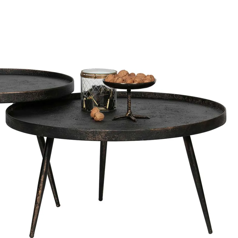 Runder Couchtisch aus Schichtholz & Metall - Niova