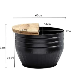 Runder Couchtisch mit Fass Metallgestell - Acapella