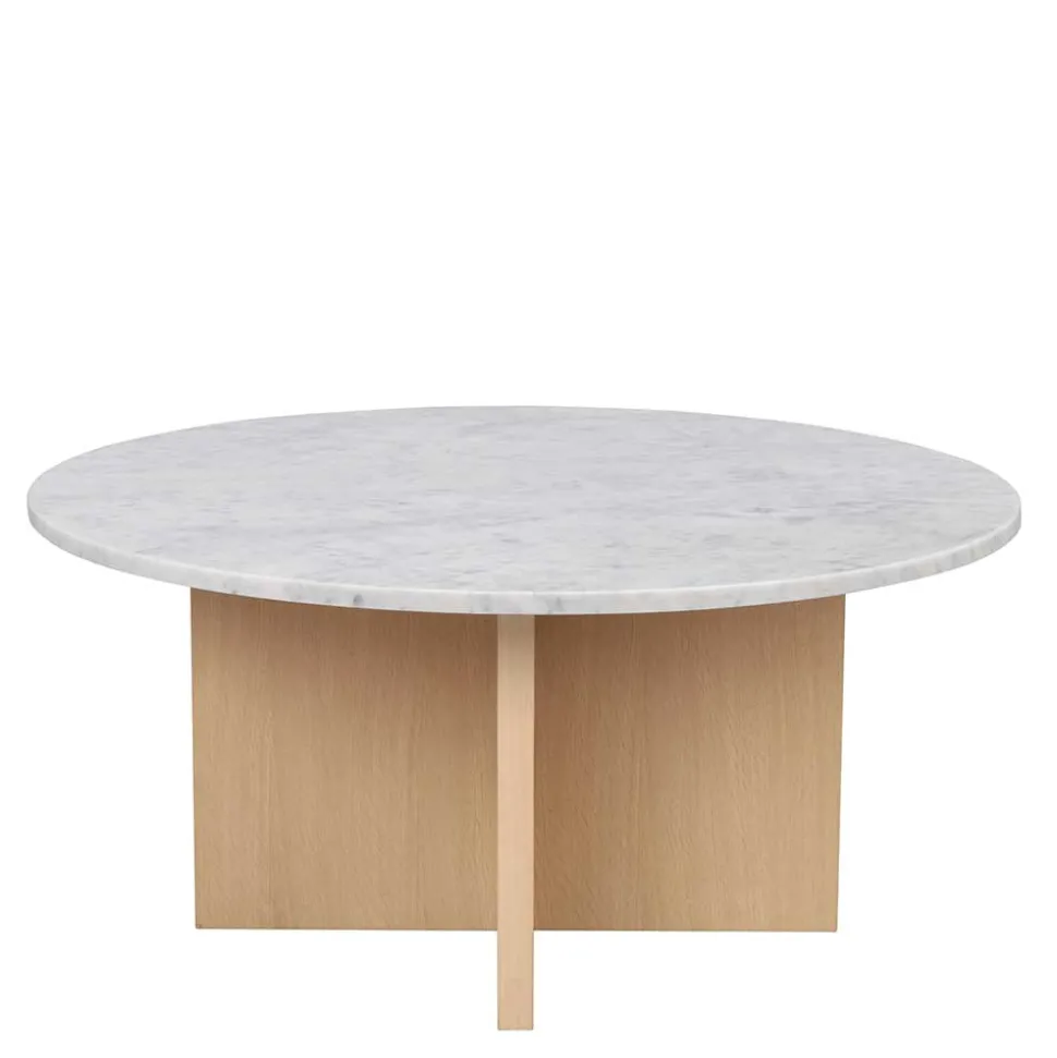 Runder Couchtisch mit Marmorplatte Weiß Grau - Buonco