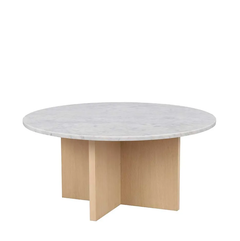 Runder Couchtisch mit Marmorplatte Weiß Grau - Buonco