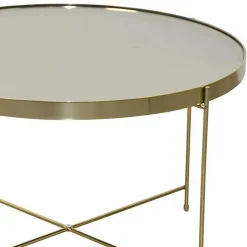 Runder Couchtisch mit Spiegelglas Platte - Justina