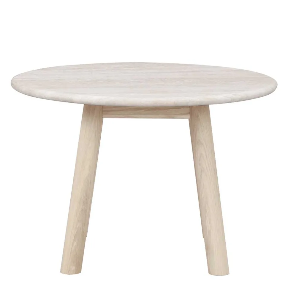 Runder Couchtisch mit Steinplatte Travertin Beige - Wroniko