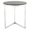 Runder Design Beistelltisch mit Glasplatte Schwarz - Steven