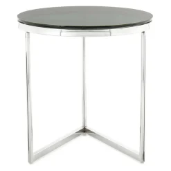 Runder Design Beistelltisch mit Glasplatte Schwarz - Steven