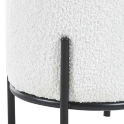 Runder Design Hocker in Weiß Boucle - Pyra