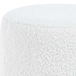 Runder Design Hocker in Weiß Boucle - Pyra
