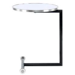 Runder Designer Anstelltisch aus Glas & Metall - Broncing