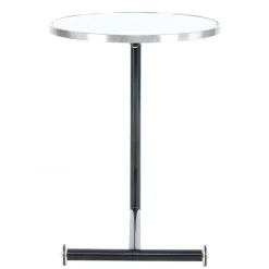 Runder Designer Anstelltisch aus Glas & Metall - Broncing