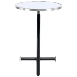 Runder Designer Anstelltisch aus Glas & Metall - Broncing