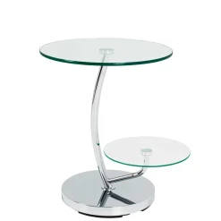 Runder Designtisch mit 2 Glasplatten - Conoro