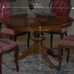 Runder Esstisch im Barockstil Magari mit Nussbaum Furnier