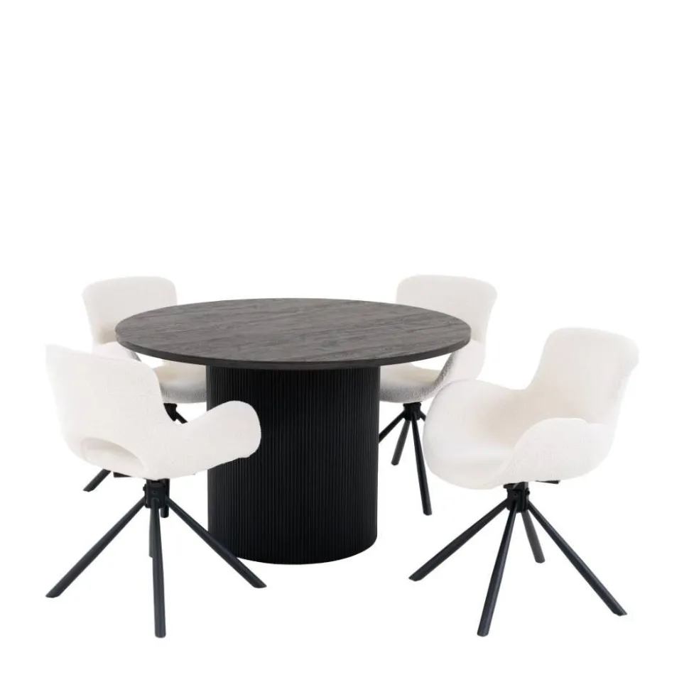 Runder Esstisch und Drehstühle Set - Calm (fünfteilig)