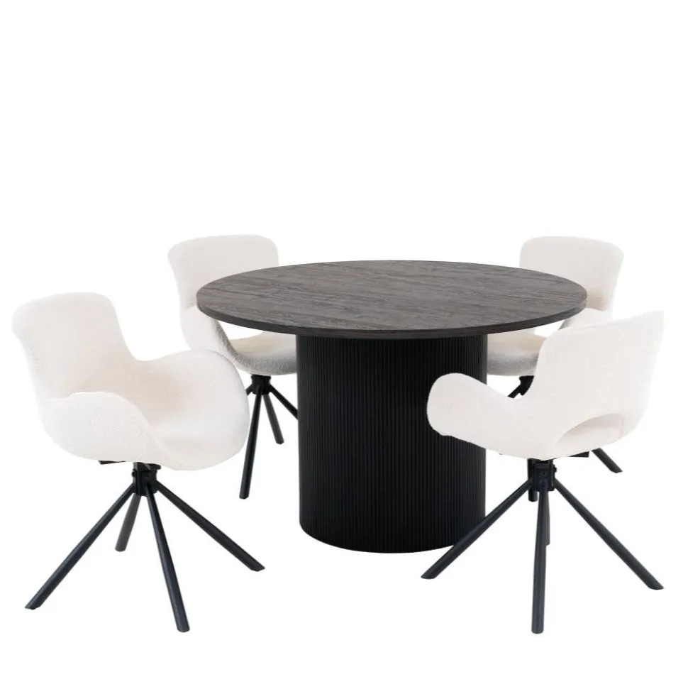 Runder Esstisch und Drehstühle Set - Calm (fünfteilig)