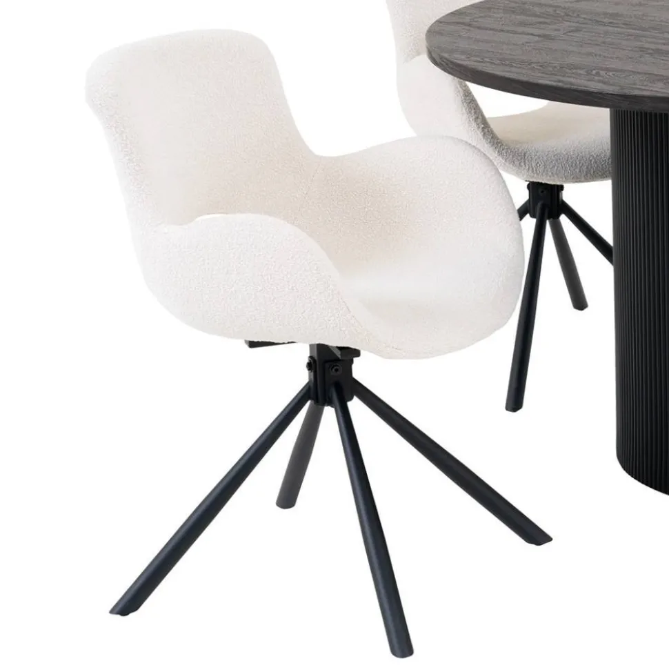 Runder Esstisch und Drehstühle Set - Calm (fünfteilig)