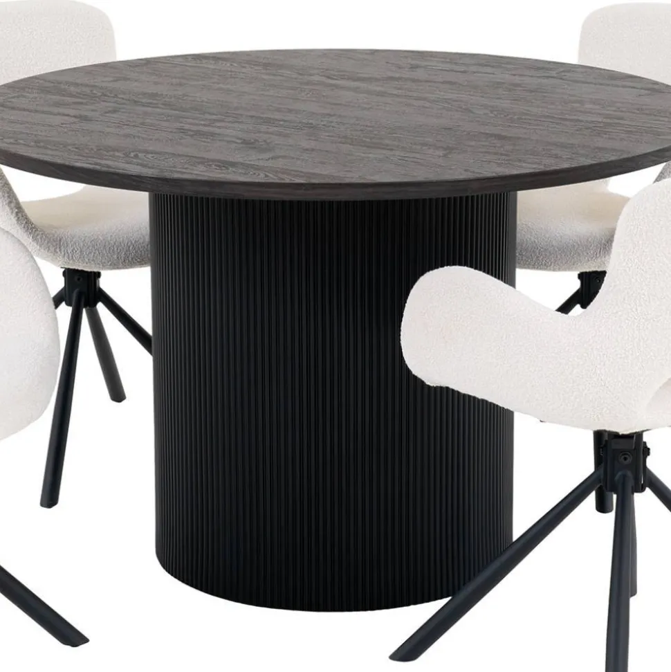 Runder Esstisch und Drehstühle Set - Calm (fünfteilig)