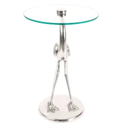 Runder Glas Beistelltisch mit Vogel Design Fuß - Lanaga