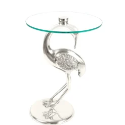 Runder Glas Beistelltisch mit Vogel Design Fuß - Lanaga