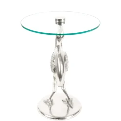 Runder Glas Beistelltisch mit Vogel Design Fuß - Lanaga
