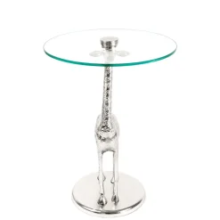 Runder Glas Beistelltisch mit Giraffe als Fuß - Fenya