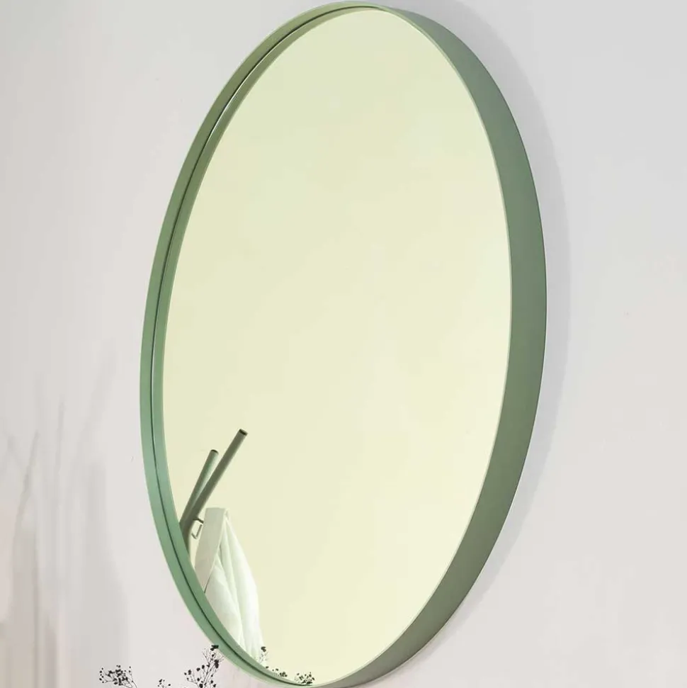 Runder Hängespiegel in Graugrün - Lamon