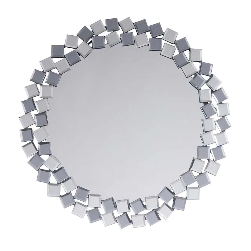 Runder Hängespiegel in Silber & Grau - Compadro