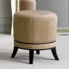 Runder Hocker aus Cord in Beige - Vonika