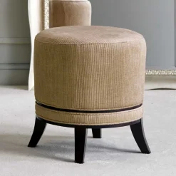 Runder Hocker aus Cord in Beige - Vonika