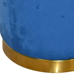 Runder Hocker aus Samt in Blau - Mialan