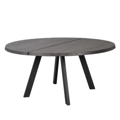 Runder Holztisch Eiche Dunkelbraun & Metall - Liguria